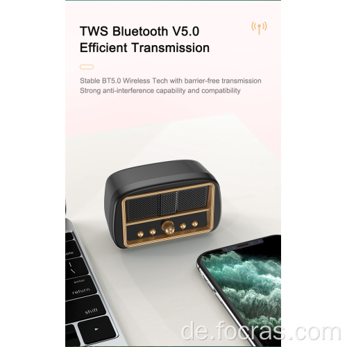 Kleines tragbares Retro-Radio mit Bluetooth